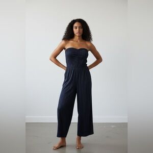 Express jumpsuit navy blue and metallic bronze  .. XS